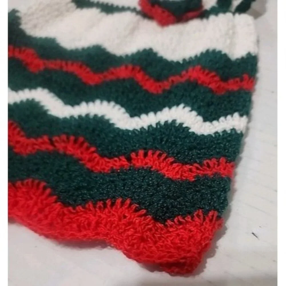 Handmade‎ Crocheted Christmas Dress for 18 In American Girl Type Doll Red Green